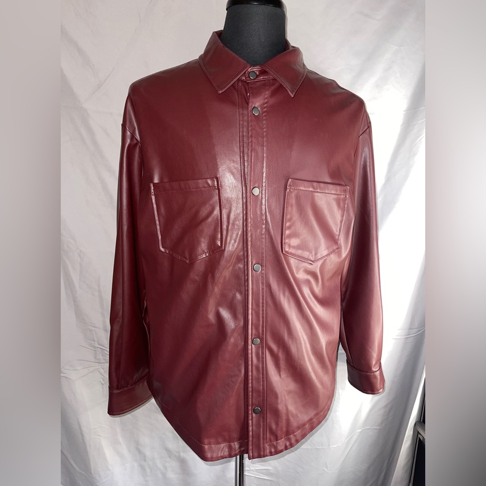 ZARA |Burgundy-Polyester Leather Jacket